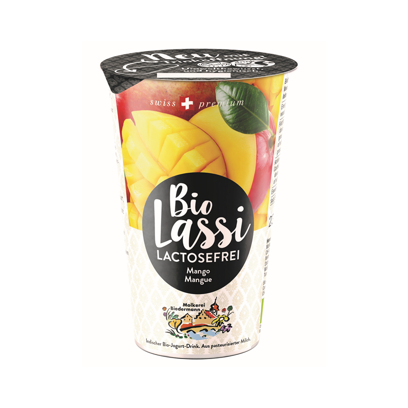 Yaourt à boire lassi mangue sans lactose 230ml, Biedermann