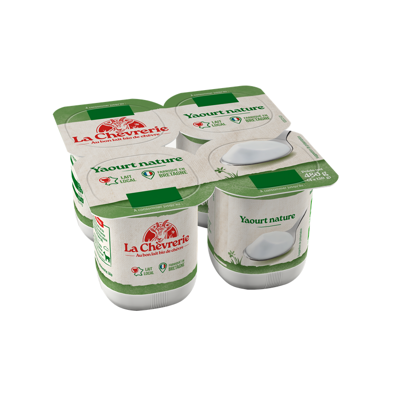 Yaourt chèvre nature 4x120g , La Chèvrerie