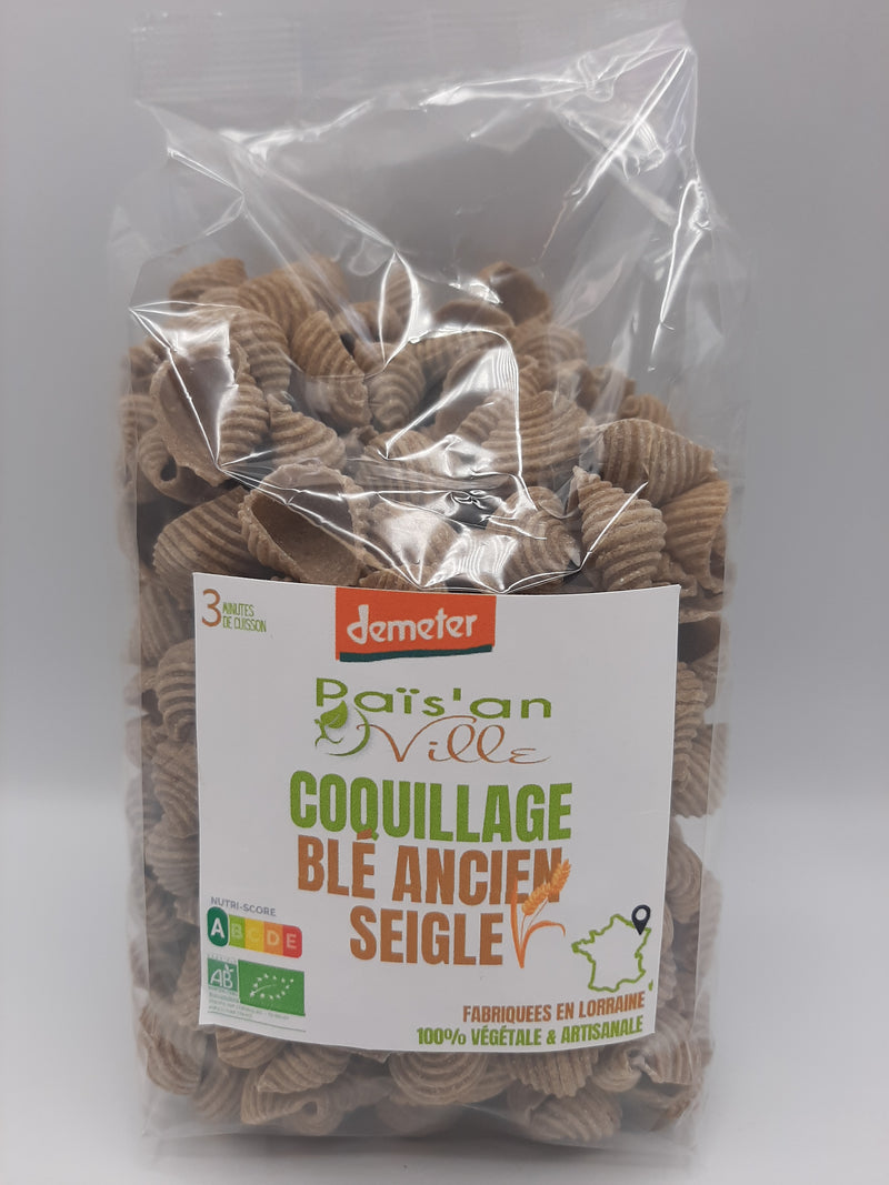 Pâtes, coquillage blé ancien de seigle, 300g, Pais'an