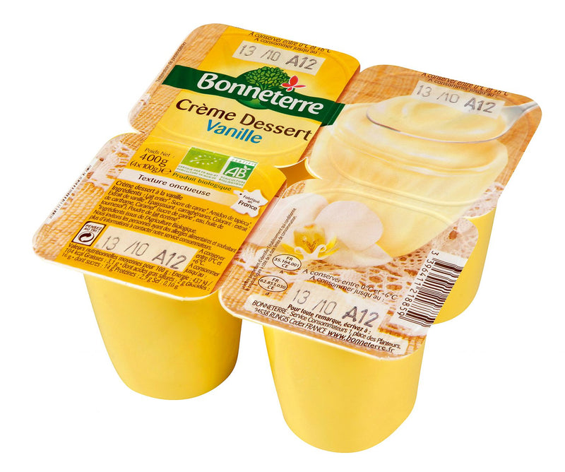 Crème dessert vanille, 4x100g, Bonneterre