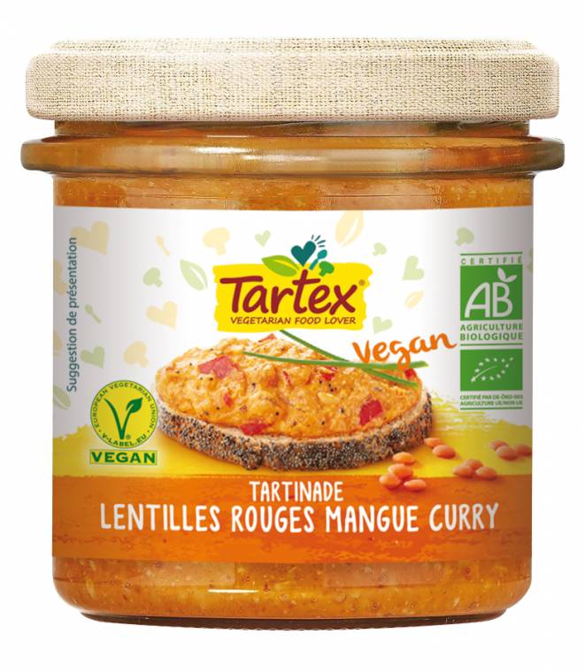 Tartinade lentilles rouges, mangue-curry, 190g, Bonneterre