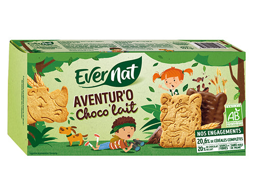 Biscuits, goûters au chocolat au lait, Aventur'O, 192g, Evernat