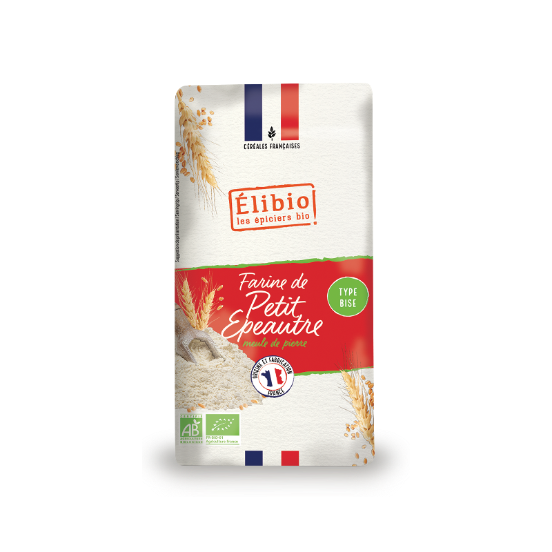 Farine de petit épeautre demi complète, 100% France, 1 kilo, Elibio