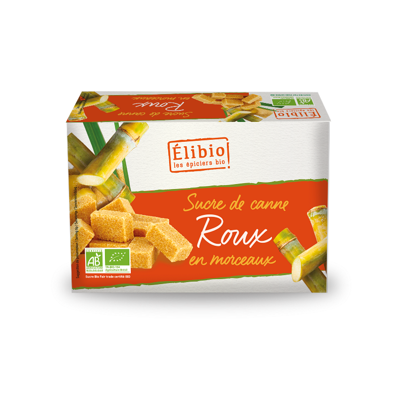 Sucre de canne roux, morceaux, origine Brésil, 1kg, Elibio