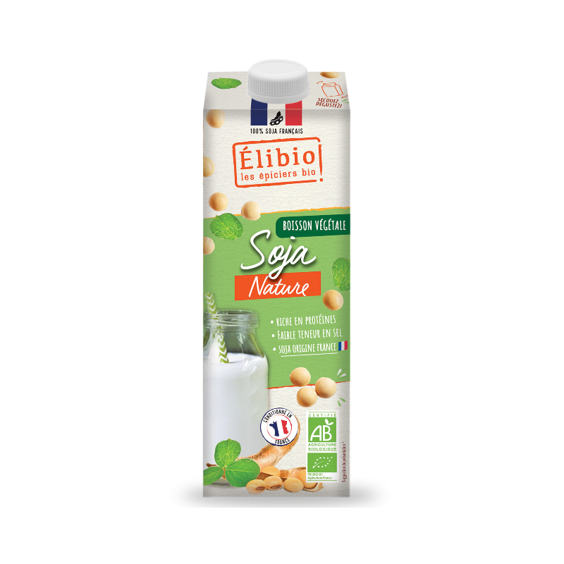 Boisson soja nature,100% France, 1l, Elibio