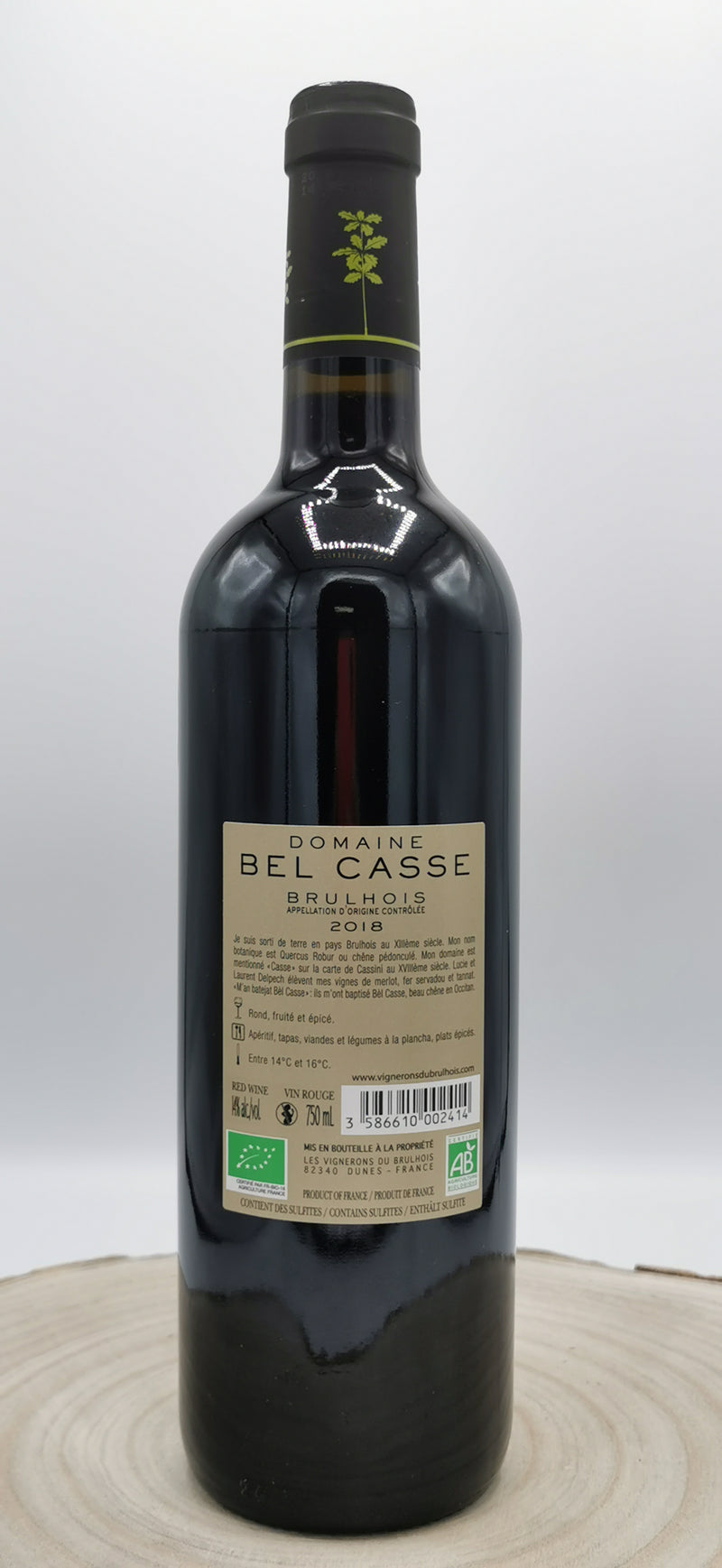 Vin rouge bio AOC Brulhois 2018, Domaine de Bel Casse
