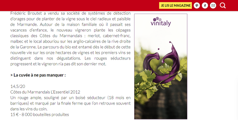 Vin Rouge Bio AOC Cotes du Marmandais 2012, Cuvée L'Essentiel, Domaine de Beyssac
