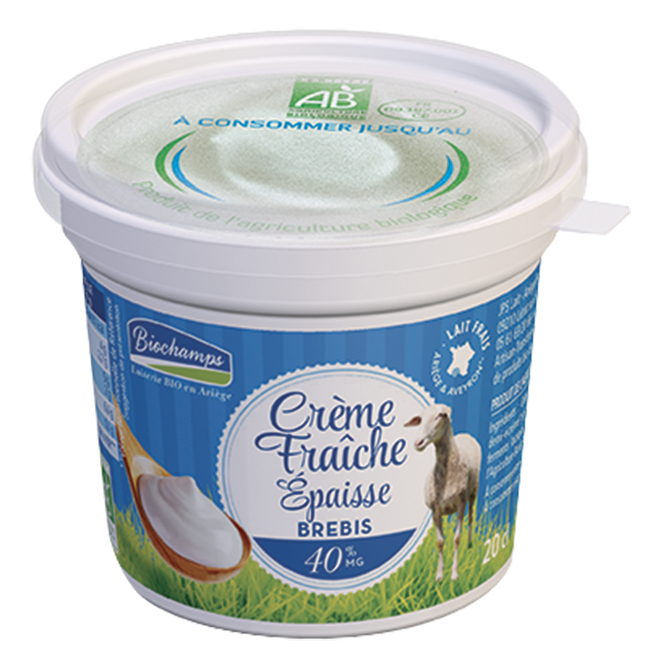 Crème fraîche épaisse de brebis, 20cl, Biochamps