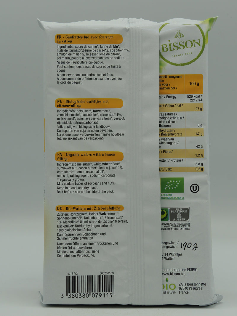 Gaufrettes citron, 190g, Bisson