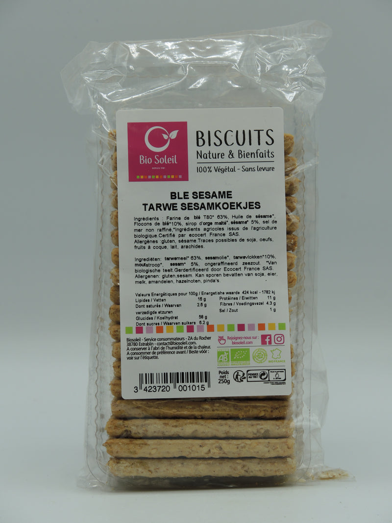 Biscuits blé & sésame, 250g, Biosoleil