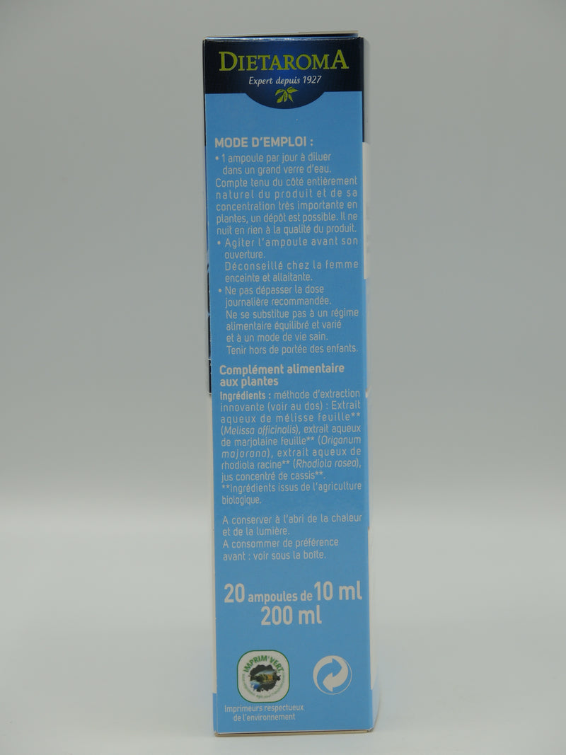 C.I.P. RELAXATION* MÉLISSE, MARJOLAINE, RHODIOLA BIO, 20 ampoules, Dietaroma