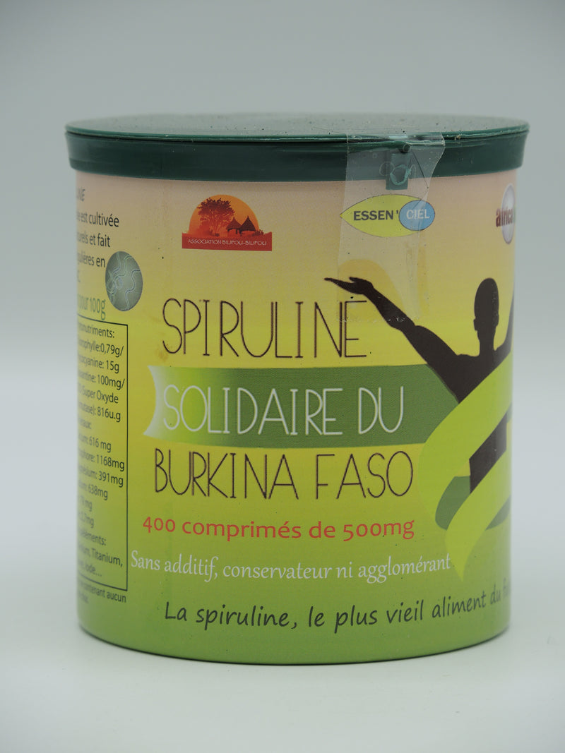 Spiruline solidaire du Burkina Faso, 400 comprimés de 500mg, Essen'ciel