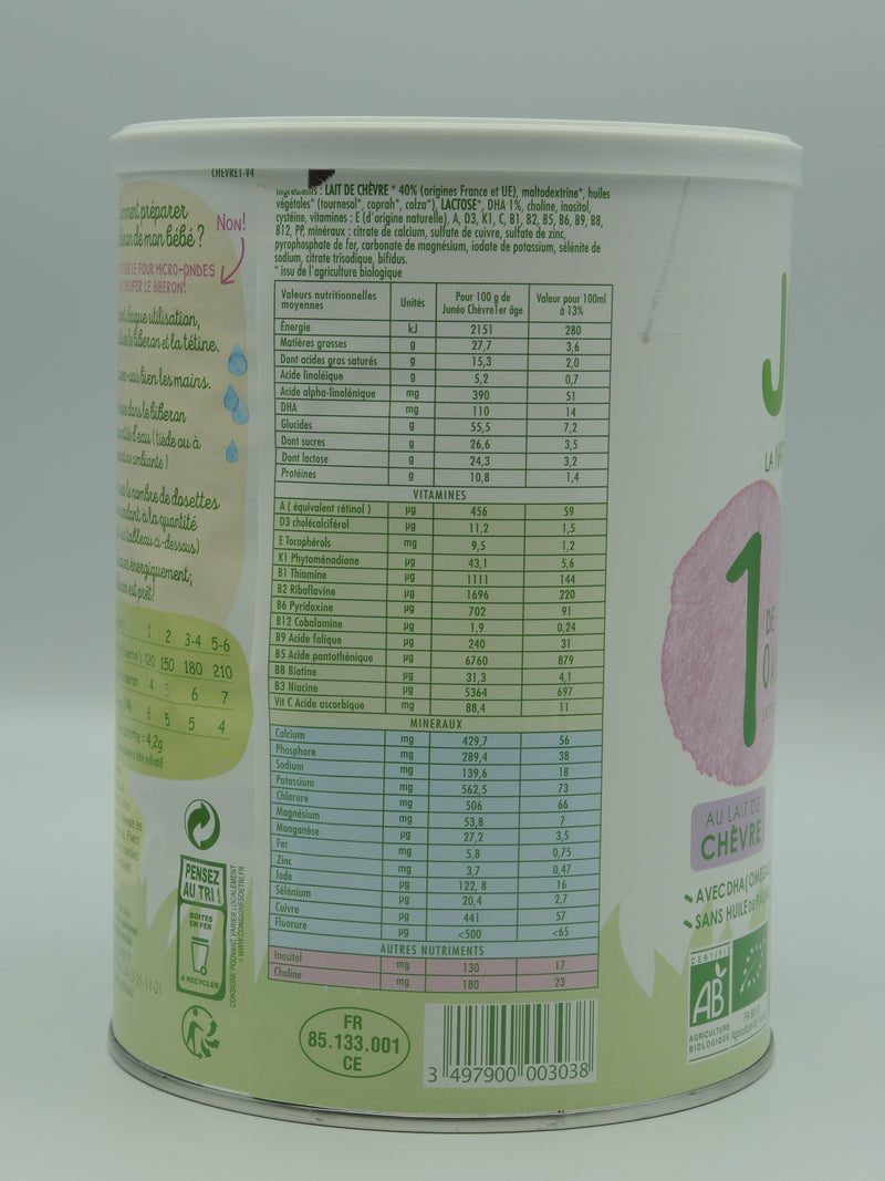 Lait de Chèvre Lait Infantile 1er âge 900g – 0-6 mois, Junéo