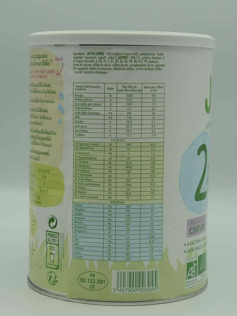 Lait Infantile 2ème âge 900g – Chèvre - 6-12 mois, Junéo