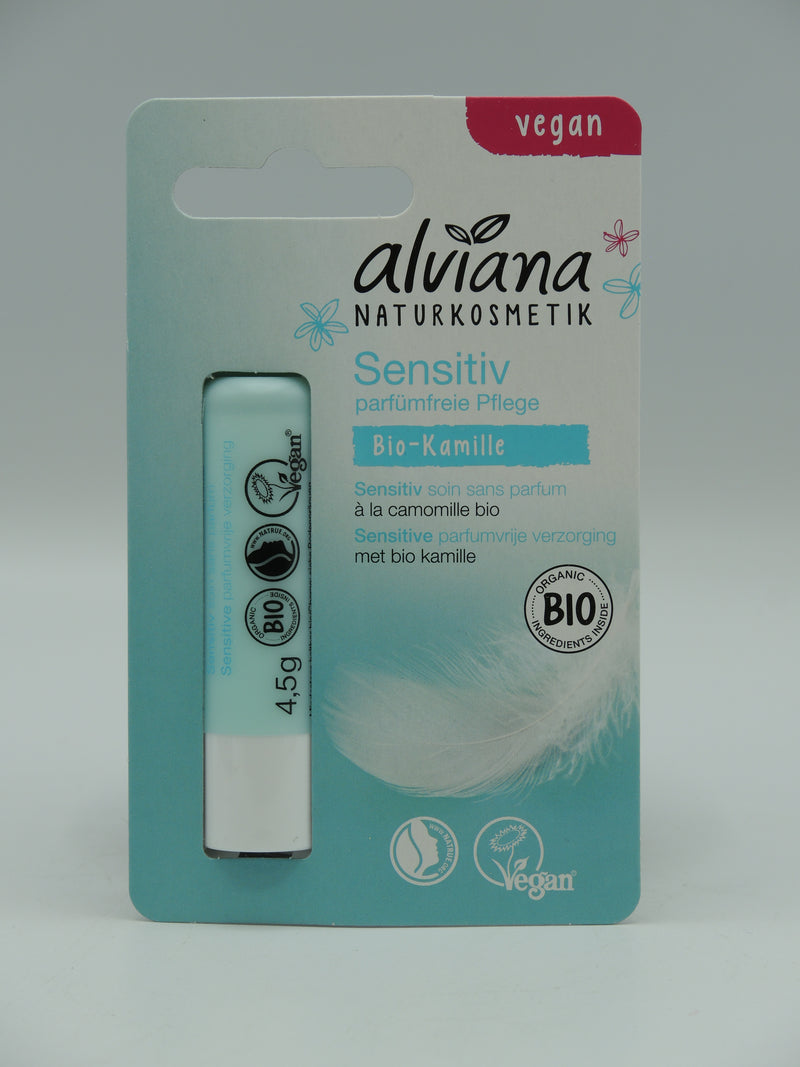 Baume à lèvres sensitive à la camomille, 4,5g, Alviana