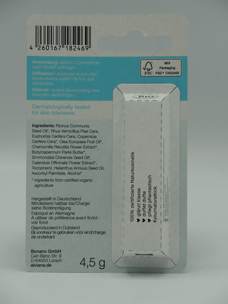 Baume à lèvres sensitive à la camomille, 4,5g, Alviana