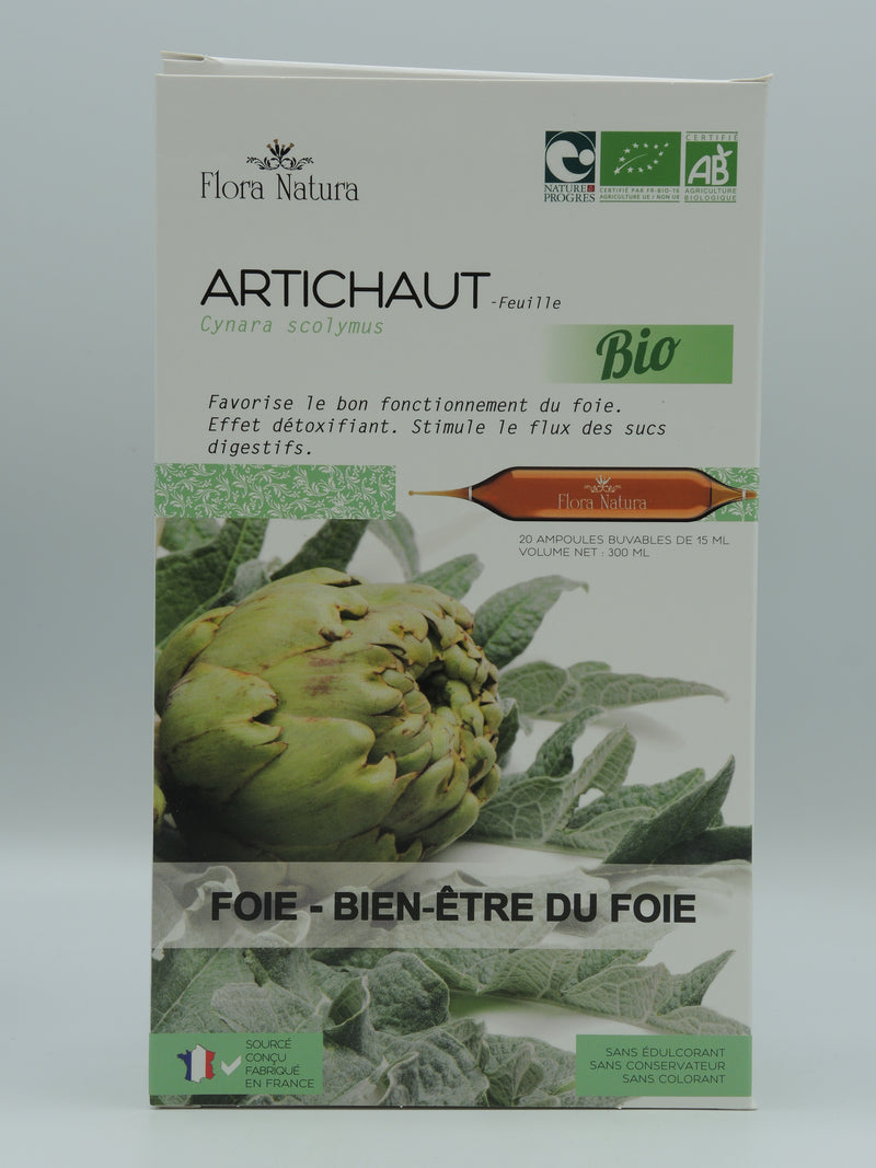 Artichaut, Foie & bien être du foie, 20 ampoules, Flora Natura