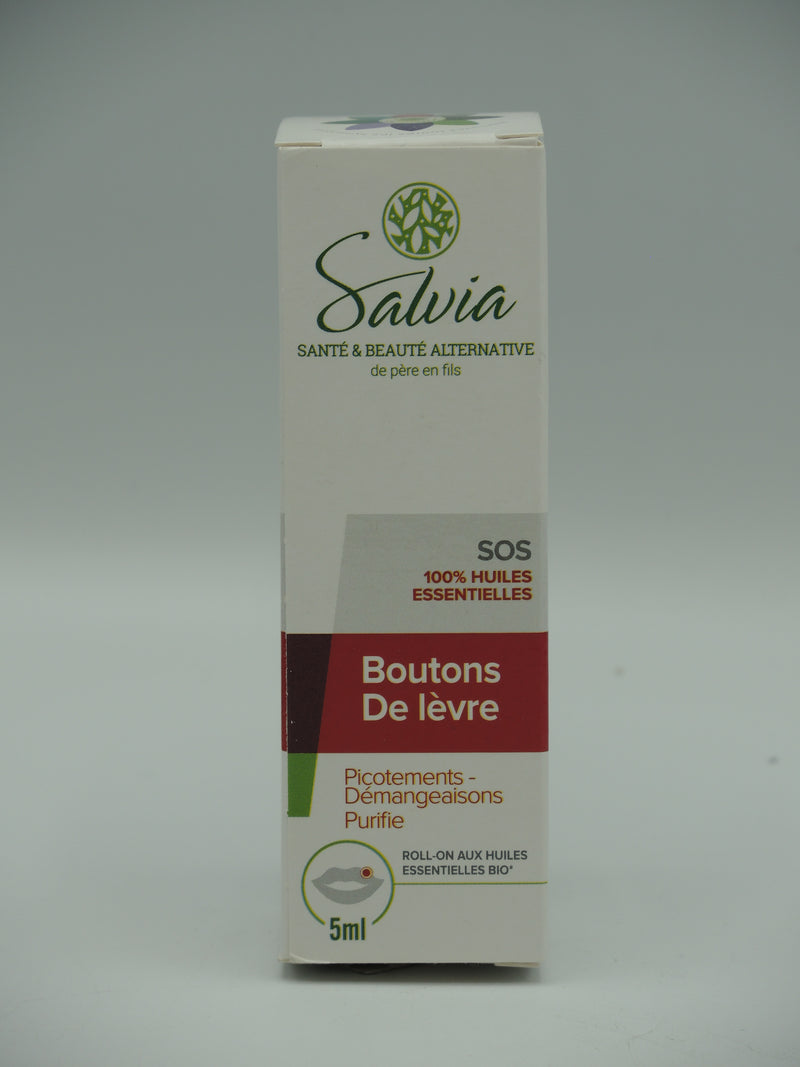 SOS Boutons de lèvre, Roll on, 5ml, Salvia