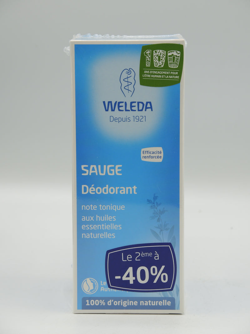 Déodorant Sauge, spray, 2x100ml, Weleda