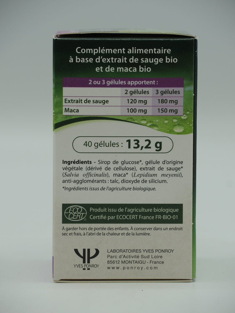 Bouffées de chaleur, sauge & maca, 40 gélules, Y.Ponroy