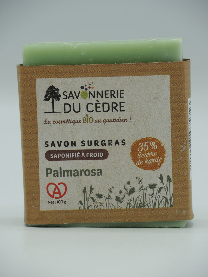 Savon surgras, Palmarosa, 100g, Savonnerie du cèdre