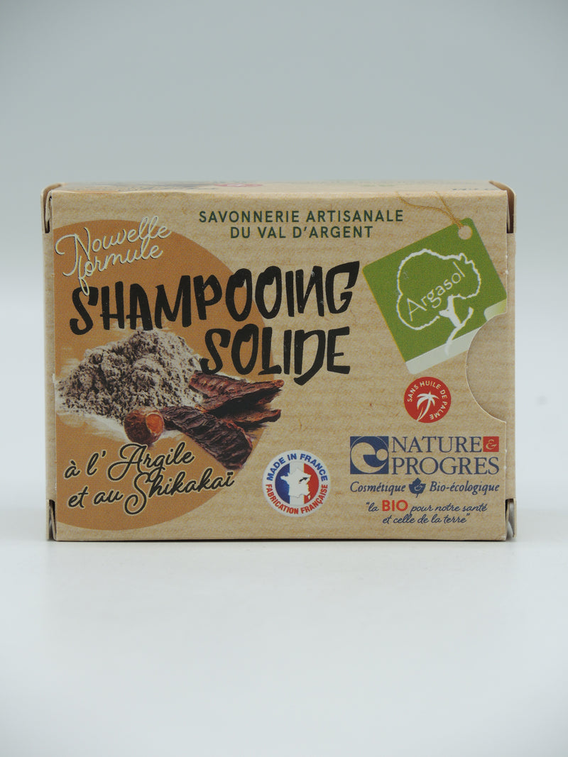 Shampooing solide à l'argile (rhassoul) et poudre de shikakai, 140g, Argasol