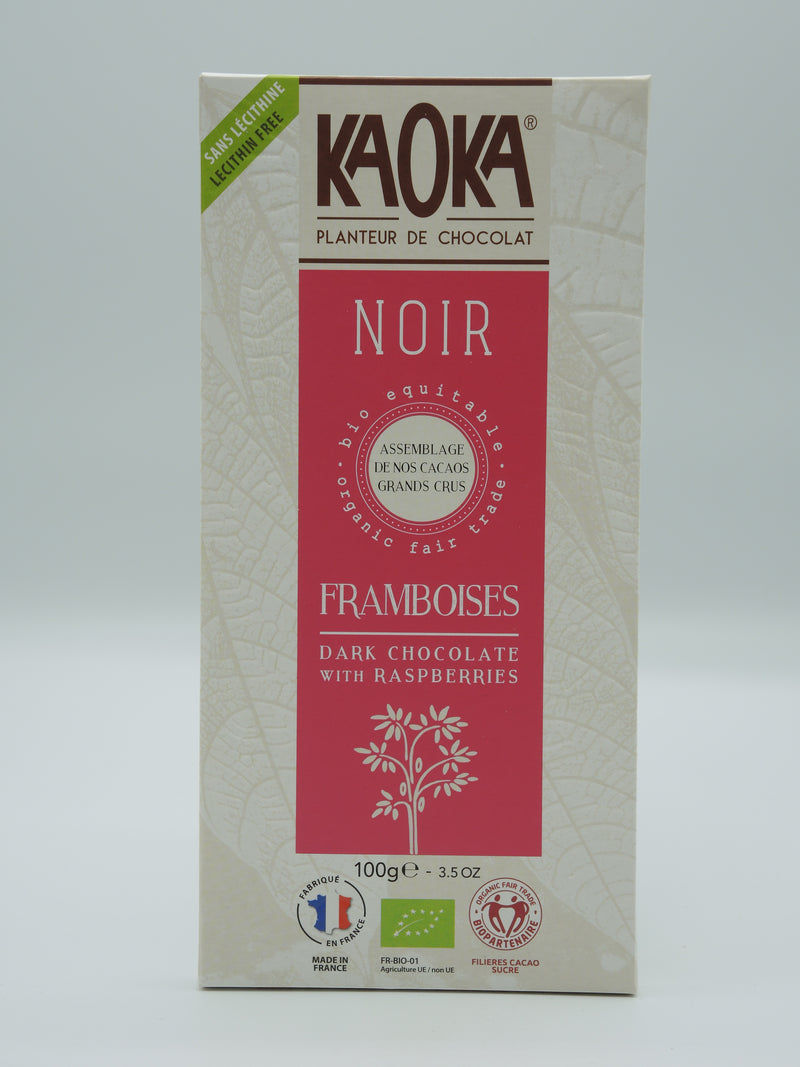 Chocolat noir framboises 100g - Kaoka