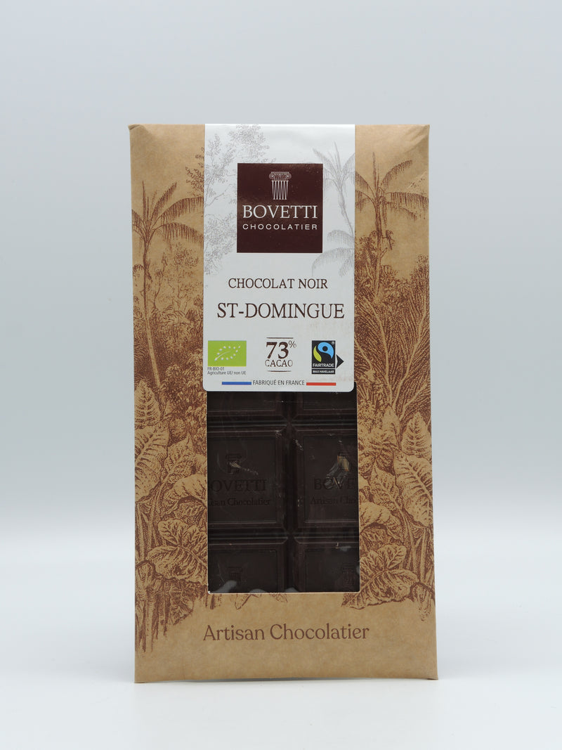 Chocolat noir Saint Domingue 73% cacao, 100g, Bovetti