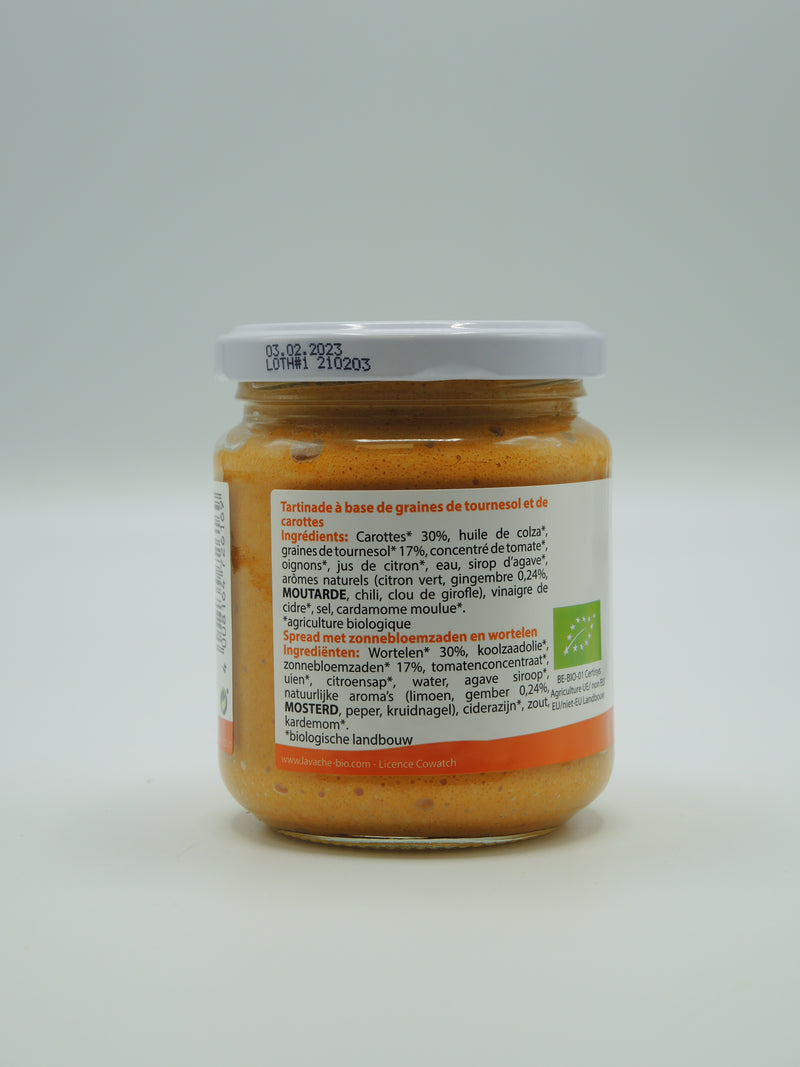 Tartinade carrot ginger, 190g, La vache qui regarde passer les trains