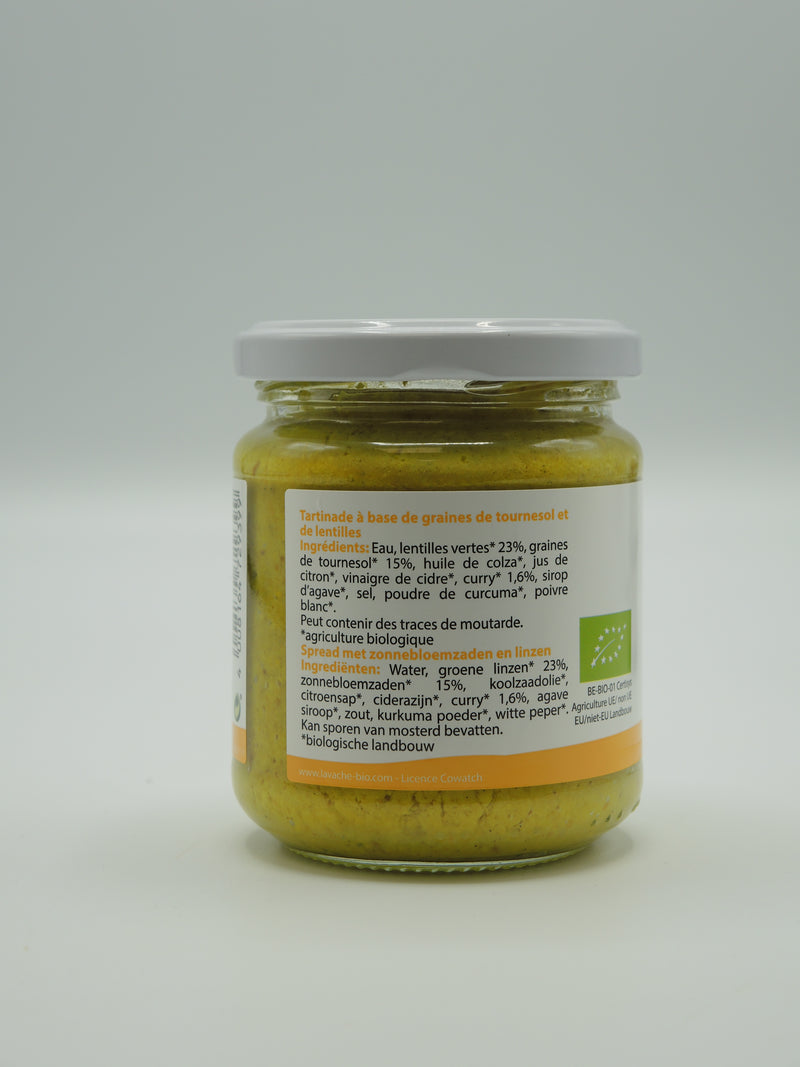 Tartinade lentilles curry, 190g, La vache qui regarde passer les trains