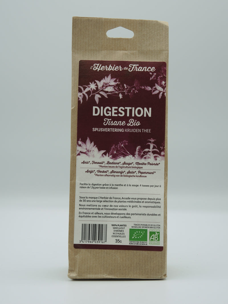 Digestion, tisane bio, 35g, l'Herbier de France
