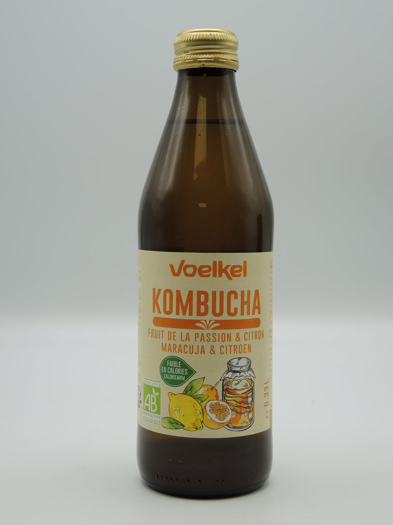 Kombucha fruit de la passion & citron, 33cl, Voelkel