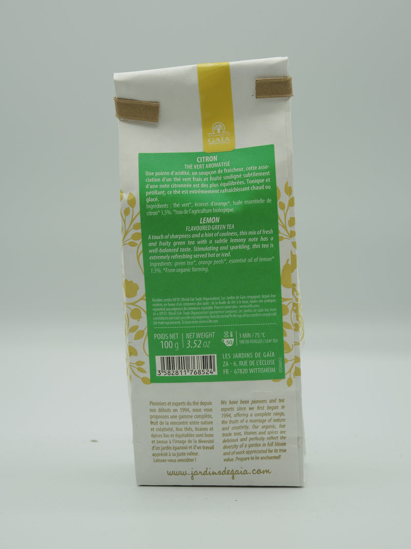 Thé vert citron, 100g, Jardins de Gaïa