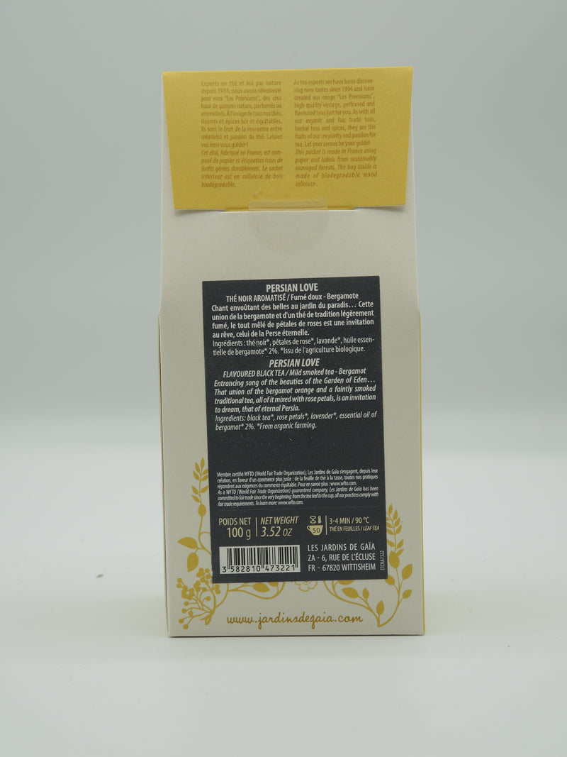 Thé noir Persian Love Fumé doux - Bergamote, 100g,Jardins de Gaïa