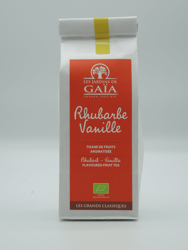 Tisane de fruits rhubarbe vanille, 100g, Jardins de Gaïa