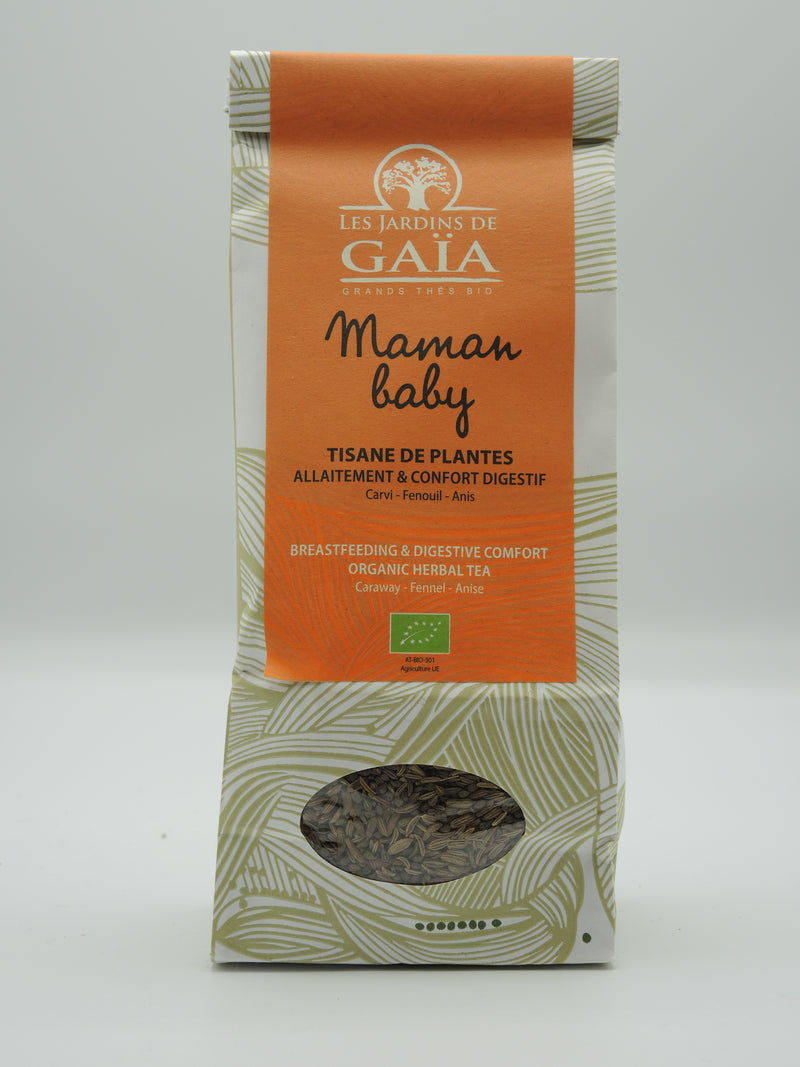 Tisane de plantes bio Maman Baby, 200g Allaitement & Confort digestif /  Carvi - Fenouil - Anis, Jardins de Gaïa