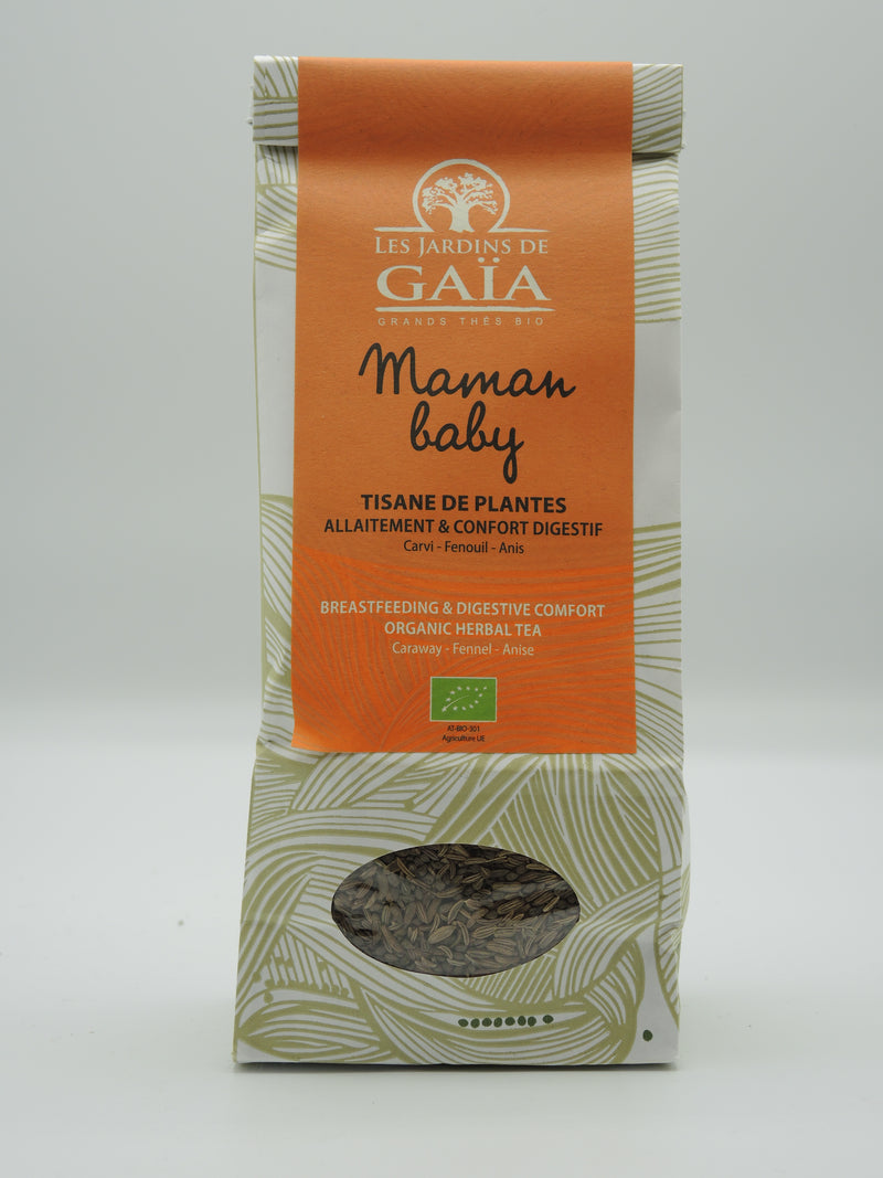 Tisane de plantes bio Maman Baby, 200g Allaitement & Confort digestif / Carvi - Fenouil - Anis, Jardins de Gaïa