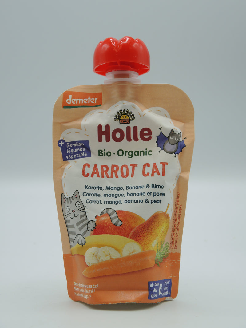 Carrot Cat - Gourde carotte, mangue, banane et poire, 100g, Holle