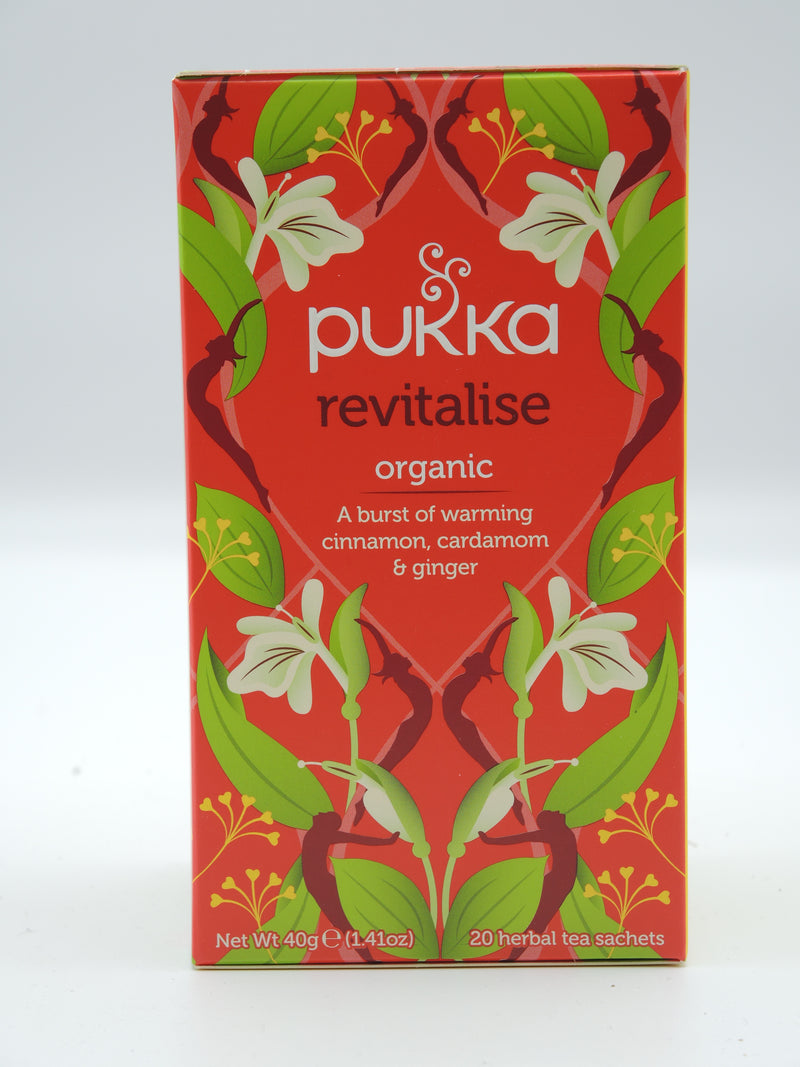 Infusion Pukka Revitalise, cannelle, cardamome, gingembre, infusettes
