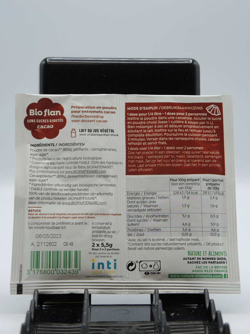 BIO-FLAN CACAO, 2x5,5g, Natali