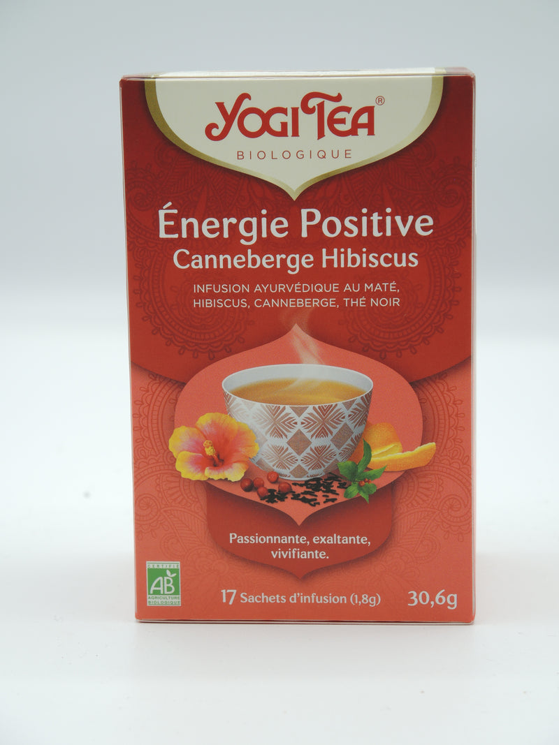 Infusion ayurvédique, Energie positive, canneberge, hibiscus, Yogi Tea, infusettes