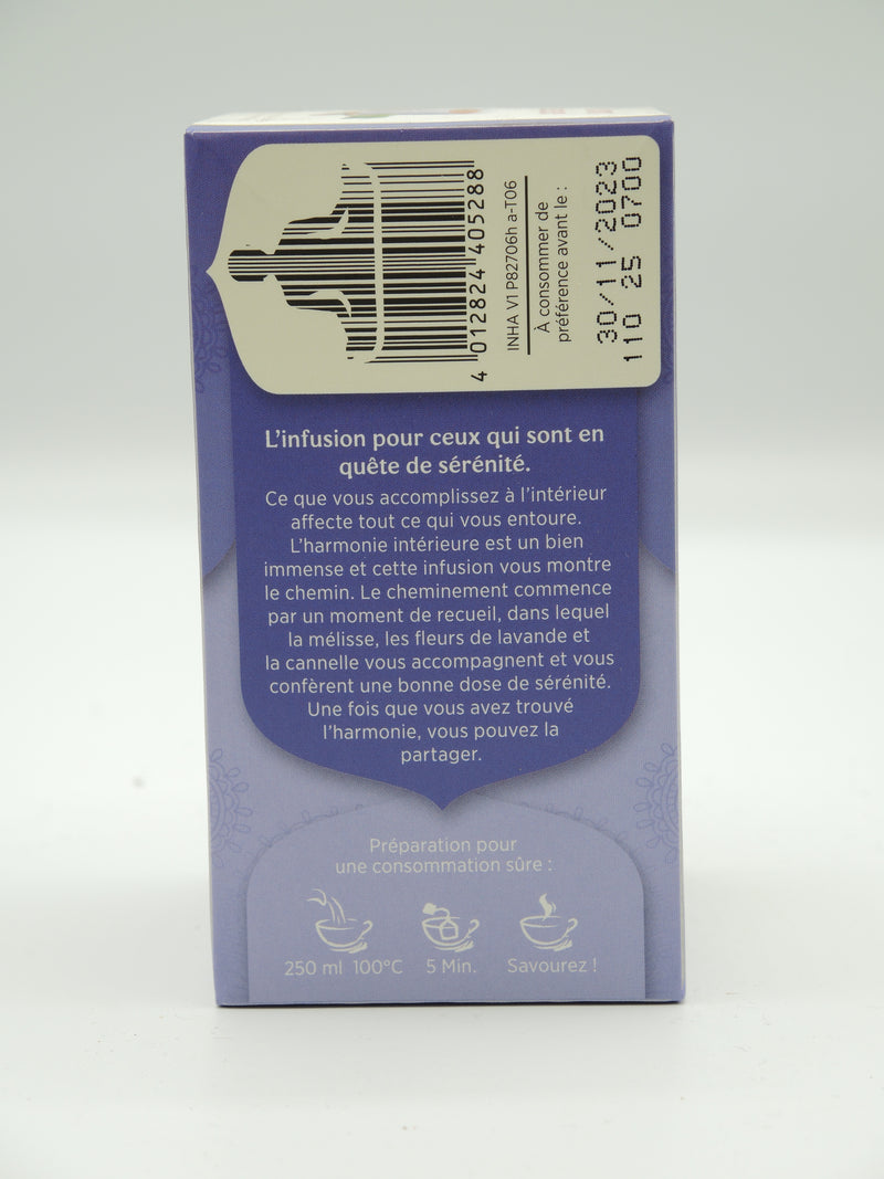Infusion ayurvédique, Harmonie intérieure, mélisse, rooibos, cannelle, Yogi Tea, infusettes