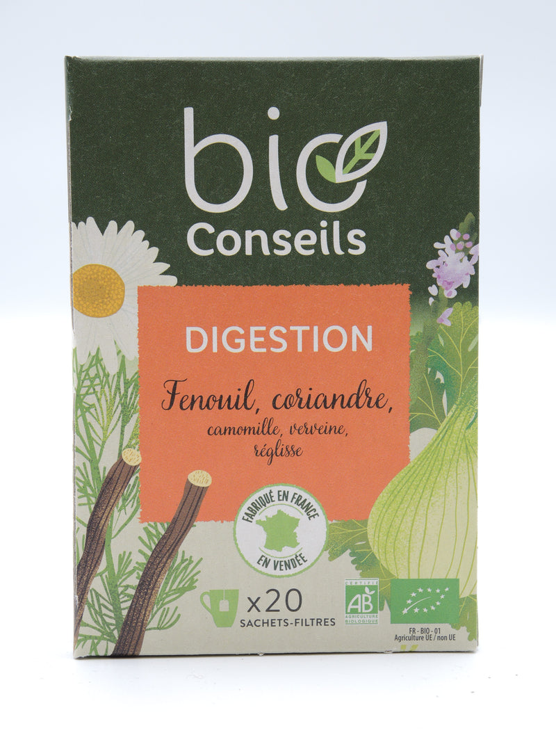 Infusion Digestion Fenouil, coriandre, camomille, verveine, réglisse, Bio Conseils
