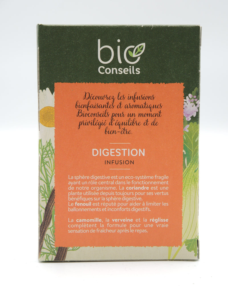 Infusion Digestion Fenouil, coriandre, camomille, verveine, réglisse, Bio Conseils