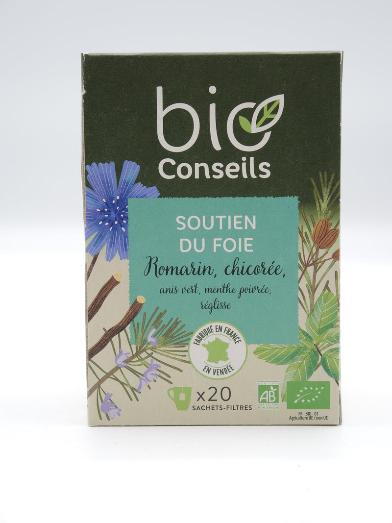 Infusion Soutien du foie Romarin, chicorée, anis vert, menthe poivrée, réglisse, Bio Conseils