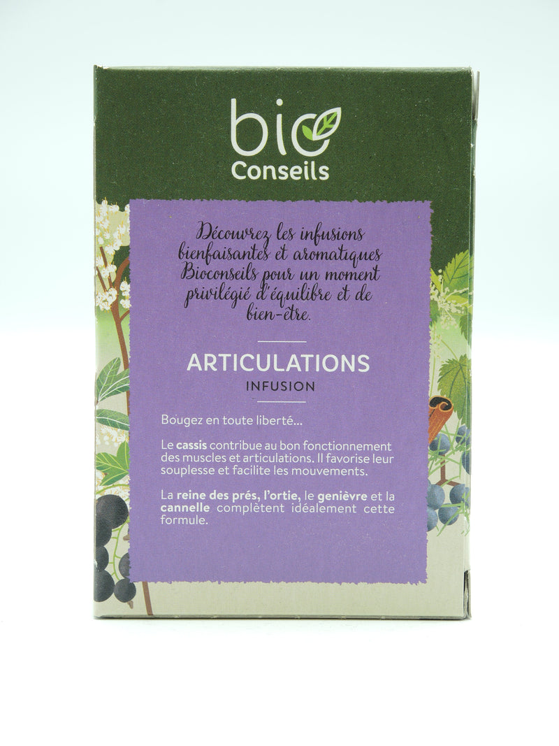 Infusion Articulations Cassis, reine des prés, ortie, cannelle, genièvre, Bio Conseils