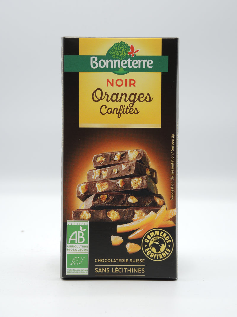 Chocolat NOIR ORANGES CONFITES 100g, Bonneterre