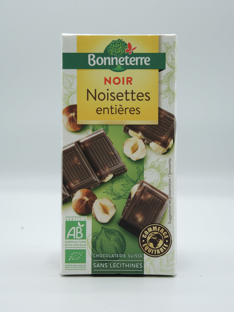 Chocolat NOIR NOISETTES ENTIÈRES 200G, Bonneterre