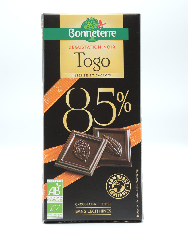 Chocolat DÉGUSTATION NOIR TOGO 85% 80g, Bonneterre