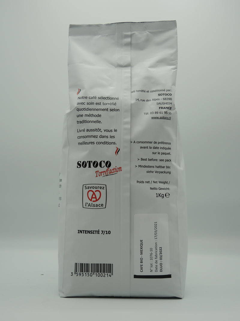 Café Grains Arabica Bio 1Kg, Hop'La, Torréfié en Alsace